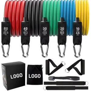 Home Gym Series 11pcs Latex Exercise Bands Long Printed Workout Resistance Elastic Stretch Fitness Set Strong Rubber Band