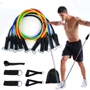 Home Gym Workout 11 Pcs Rubber Elastic Fitness Band Custom logo TPE Resistance Band Set
