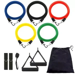 Home Gym Workout 11 Pcs Rubber Elastic Fitness Band Resistance Band Set