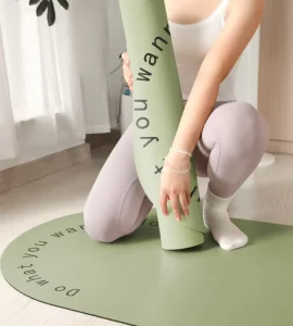 Hot Yoga Women’s Support Non Slip Natural Rubber Fitness Floor Mat 5mm Thickness with Sound & Shock Absorption for Home Exercise