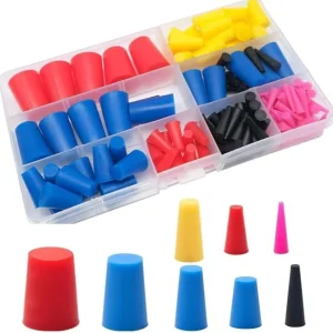 In Stock for Amazon Cross Border Colorful Silicone Tapered Plugs Set Electroplated Hole Protection Rubber Plug Box Rubber
