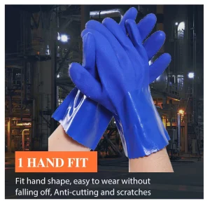 Industrial Chemical and Oil-Resistant PVC Rubber Gloves Long-Sleeve Waterproof Orange Gloves