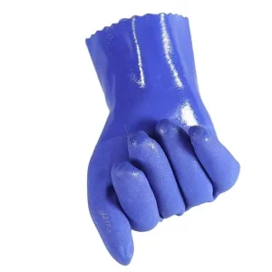 Industrial Heavy Duty Chemical Oil Resistant Water Proof Long PVC Rubber Coated Cotton Safety Work Gloves