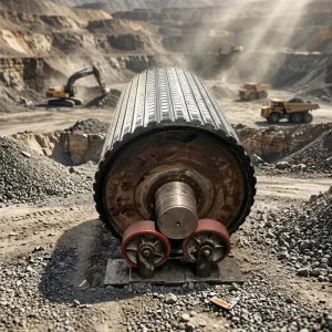 Industrial Mining Conveyor Parts Durable Black Rubber Polyurethane Roller Pulley for Energy Mineral Resources