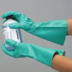 Industrial Nitrile Rubber Gloves Blue White XL Hand Safety 15mil Anti Chemical Resistant Latex Flocked Lined Durable