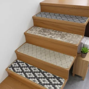 Jacquard Stair Carpets for Wooden Steps, Non-Slip, Washable, Precision-Stitched Edges