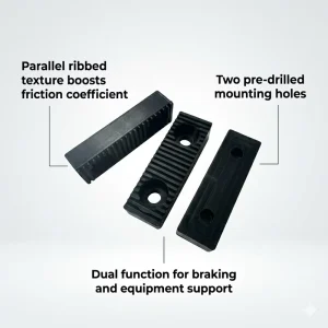 JinMaiKang Ribbed Anti Slip Long Rubber Brake Block (Model RPST03) Dual Purpose Support Foot Pad Black