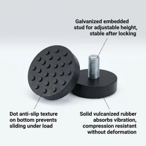 Jinmaikang Dot Anti Slip Round SBR Rubber Shock Absorber with Single Stud Black 35*8 M8*16 75 Shore a