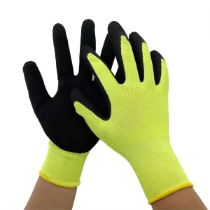 Knitted Working Rubber Coated Household Rubber Nitrile Orange Cold Winter Working Outdoor Safety Gloves for Work