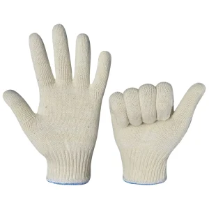 Korean Men Women Safety Labor Protection Garden White Cotton Knitted Anti Slip Anti Static Gloves