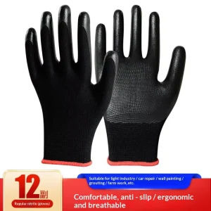 Labor Protection Finger Gloves Wear Resistant Outdoor Work Nylon Nitrile Rubber Coated Dipped Waterproof Anti Cut Anti Slip