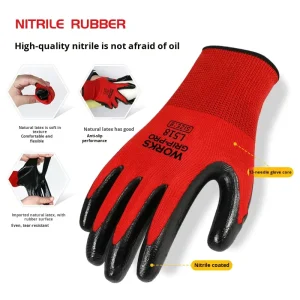 Labor Protection Gloves Nitrile Rubber Coated Oil Water Resistant Wear Resistant Non Slip Tear Resistant 7 oz Sea Fishing Gloves