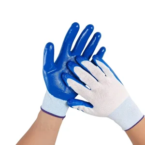 Labor Protection Gloves Nylon Nitrile Foam Anti Slip Rubber Coated Smooth Knit Wrist Customizable Made China Construction Site