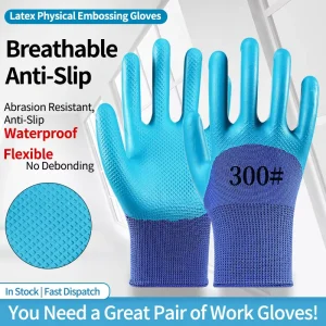 Labor Protection Gloves Wear resistant Anti Chemical Waterproof Natural Rubber Latex Thickened Anti Slip Breathable Anti Cutting
