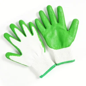 Labor Protection Wear Resistant Thickened Natural Latex 10 Pin Green Flat Rubber Anti Slip Sweat Absorbent Knit Wrist Gloves