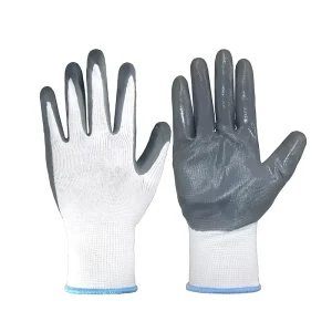 Labor Protection Work Nitrile Gloves Full Textured Wear Resistant Anti Slip Elastic Cuff Powder Free Standard Thickness Normal