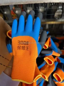 Latex Crinkle Palm Coated Custom Waterproof Warm Safety Gloves Thickness Anti Slip Outdoor Winter Working Gloves