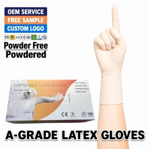 Latex Glove Medical Powder Free Comfort Disposable 100 Crinkle Finish Hypoallergenic High Visibility Anti Slip