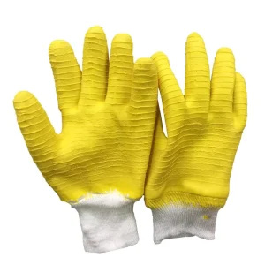 Latex Ribbed Work Gloves Safety Full Length Durable Non Slip Labor Protection