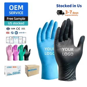 Latex Rubber Free Non Sterile 5 Mil Nitrile Disposable Plastic Gloves for Medical Exam