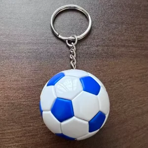 Leather Soccer Keychain Eco Friendly 3D Printed Football Club Keychain Soft Rubber Carabiner Keyring UV Printing Ball