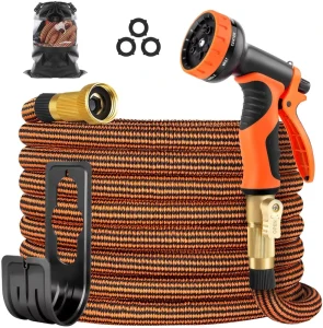 Lightweight 3X Expandable High Pressure Polyester Garden Hose with Brass Connector for Watering and Washing