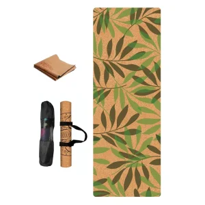 Low MOQ Printed Custom LOGO Yoga Mats Foldable Anti Slip Eco Friendly Natural Cork Rubber Yoga Mat