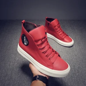 Luxury Designer Plus size Mens Winter High top Boots Skate style Sneakers Casual Trendy Soft soled Leather Shoes Lightweight