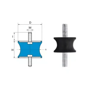 M6 M8 NR Waisted Rubber Damping Buffer and Vibration Isolator Mount