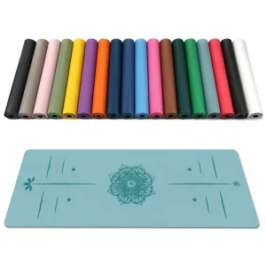 Manufacturer made PU Rubber Yoga Mat Pose alignment Lines Deluxe Edition Non slip Fitness Mat 5mm Thick Rectangular 183cm