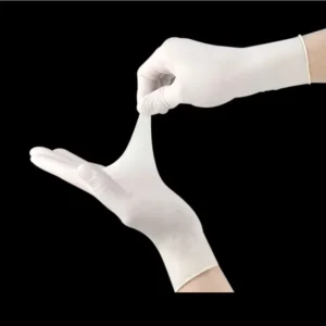 Medical Disposable Powdered Powdered Free White Surgical Rubber Latex Gloves with Anti Slip Waterproof Acid Alkali Resistance