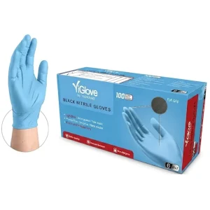 Medical Examination 6 8 10 Mil Black Blue Diamond Grip 100% Nitrile Food Grade Gloves 100pcs Powder Free Industrial