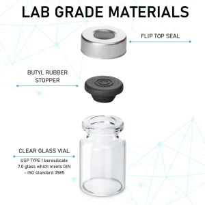 Medical Glass Vial Bottle with Rubber Stopper and Aluminum Cap