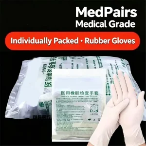 Medical Rubber Gloves 100Pairs Individually Packed High Elasticity Latex Gloves for Medical Dental Home Use