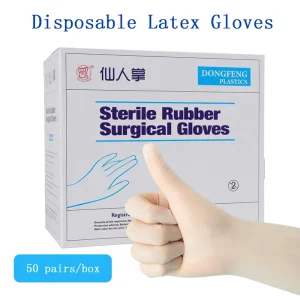 Medical Surgical Gloves Disposable Sterile Latex Rubber Gloves Powder Free Finger Textured for Operation Healthcare