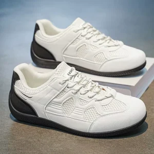 Men Mesh Patchwork Retro Trainer Sneakers New Low Cut Lace up Flat Gum Sole Casual Walking Shoes