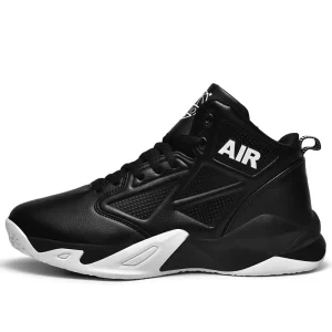 Men’s Casual Breathable Mesh Lace-up Basketball Shoes Retro Trendy Outdoor Spring Slip Resistant PU Thick-soled Running