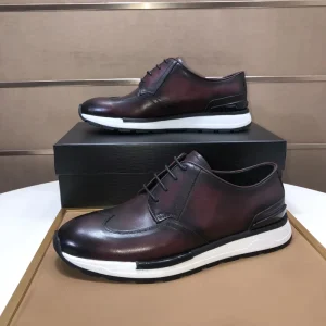 Men’s Genuine Leather Loafers Breathable Wear Resistant Solid Lace up Leisure Shoes Soft Sole