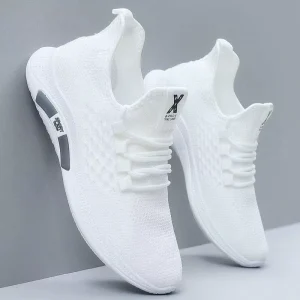 Men’s Mesh Casual Shoes Breathable Sports Shoes Ultra Soft Sole Running Shoes Versatile White Men’s Shoes