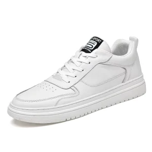 Men’s Shoes Spring Autumn Fashion Simple Versatile White Breathable Round Toe Lace up Thick Soled Casual Board Shoes