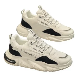 Men’s Shoes Summer Synthetic Leather Upper Toe Tie Closure Breathable Sports Casual Thick Sole Shoes
