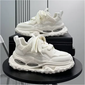 Men’s Summer Breathable Height increasing Platform Sports Shoes Thick soled for Cushion Casual Mesh Upper Rubber Outsole