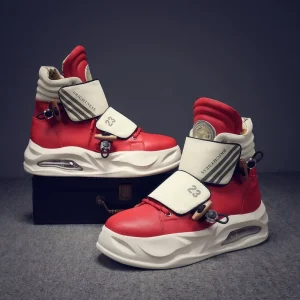 Men’s Winter High Top Lace Up Boots Thick Soled Warm Casual Shoes for Boys Trendy Fashionable Breathable Anti Slip