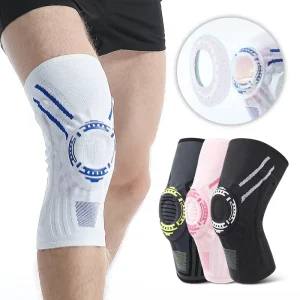 Men’s Women’s Sports Knee Support Set Non Slip Silicone Patella Meniscus Protection for Basketball Dance Running Knee Sleeve Pad