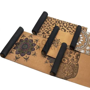 Miska Cork024 Eco Friendly 5mm Thick Cork+Rubber Yoga Mat with Custom Print & Logo Anti Slip for Pilates