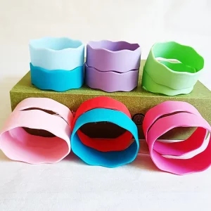 Mixed-Color Silicone Waterproof Embossed Wavy Bands Name Tag Bottle Sleeve