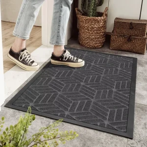 Modern Factory Washable Reversible Thin Home Entrance Doormats Anti Slip Geometric Pattern Rubber Backed Cushioned Stain Mats