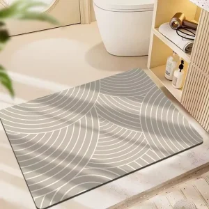 Modern Rubber Bathroom Floor Mat Eco Friendly PET Friendly Water absorbent Quick dry Non slip Anti fall Geometric Pattern Home