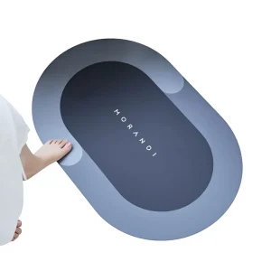 Modern Style Geometric Printed Machine Made Rubber Anti Slip Thick Oval Bath Mats Quick Water Absorbent Drying Home