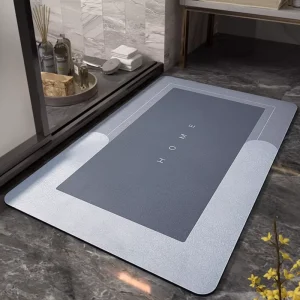 Modern Style Geometric UV Printed Machine Made Rubber Anti Slip Thick Oval Bath Mats Quick Water Absorbent Drying Home